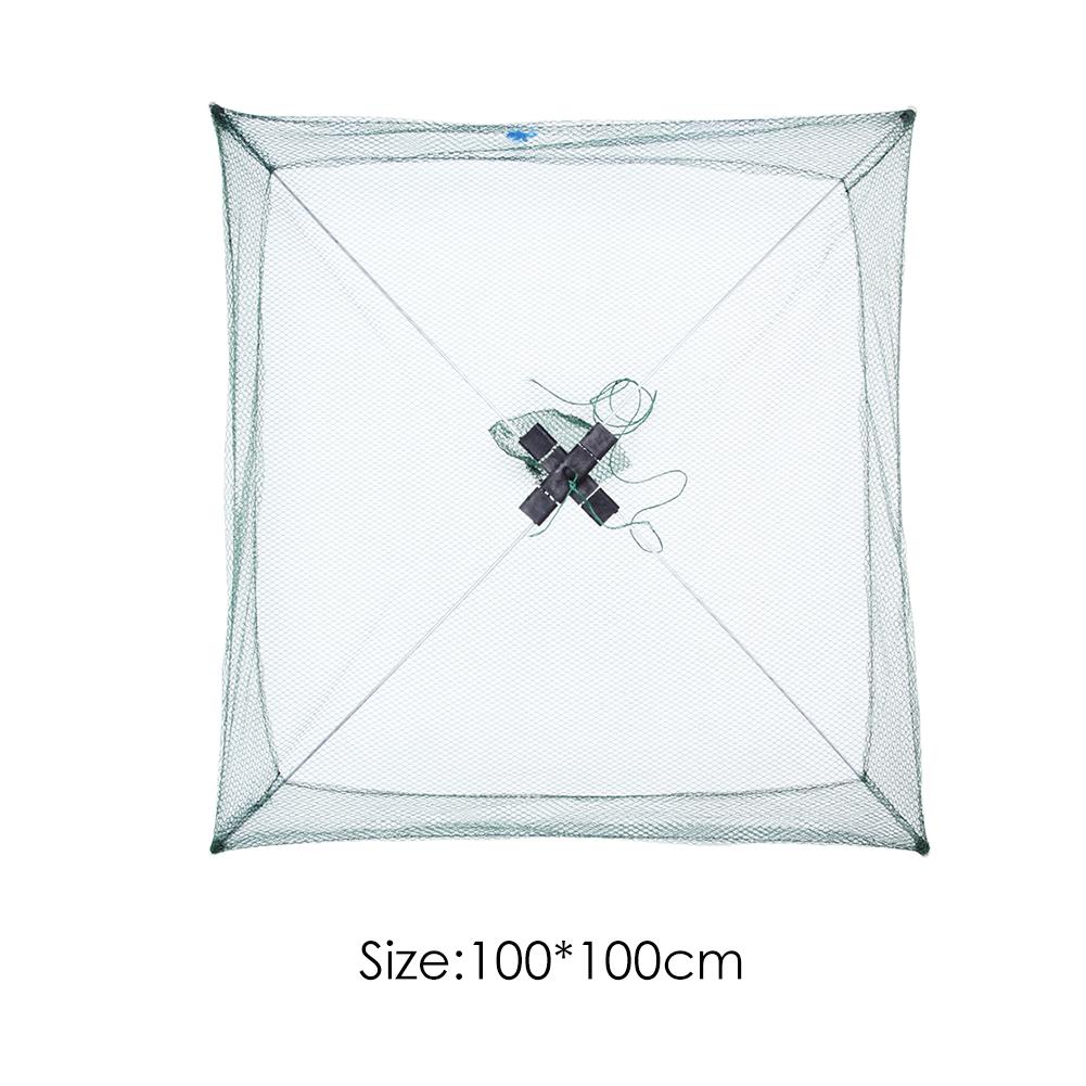 Filet de pêche carré pliable Portable, réseau de poissons, Cage à crevettes, piège à mailles