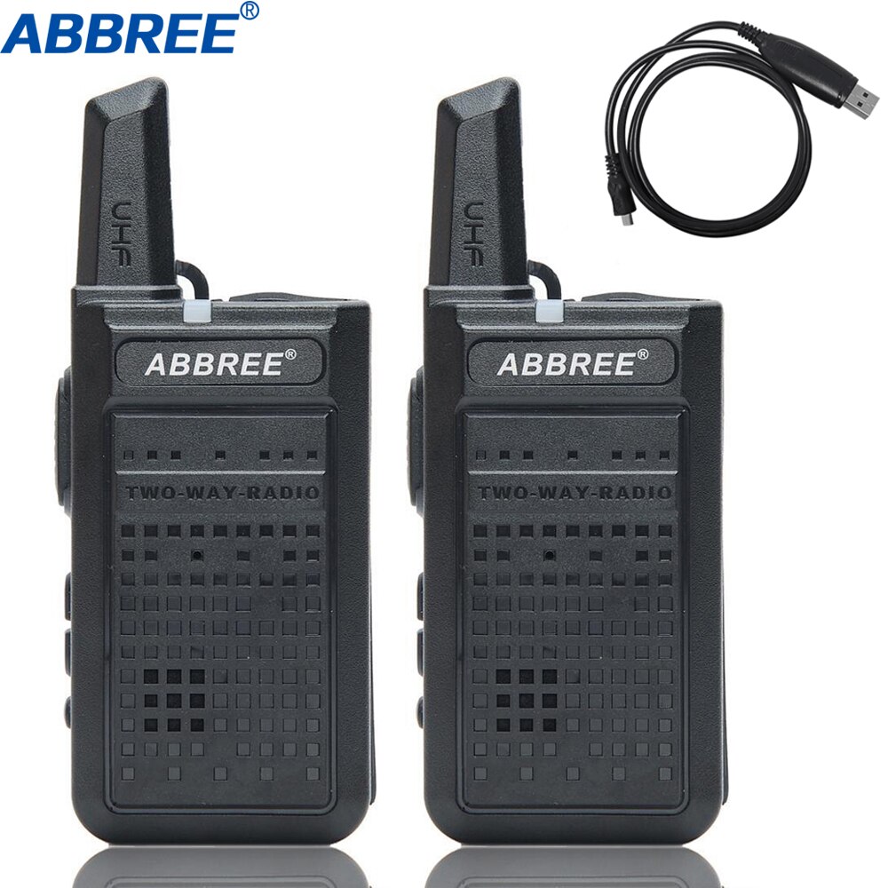 2pcs ABBREE AR-A2 mini Handy Walkie Talkie Mini VOX USB Charge UHF Two Way Radio Comunicador Transceiver Woki Toki VOX bf-888s: 2 pcs Add Cable