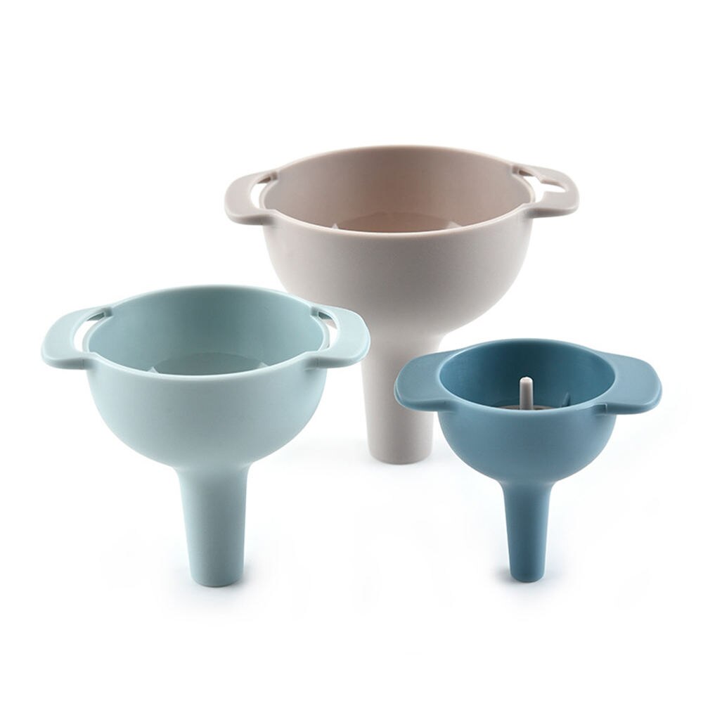 3 Kitchen Funnel Set Food Grade Plastic Funnels With Detachable Strainer Filter