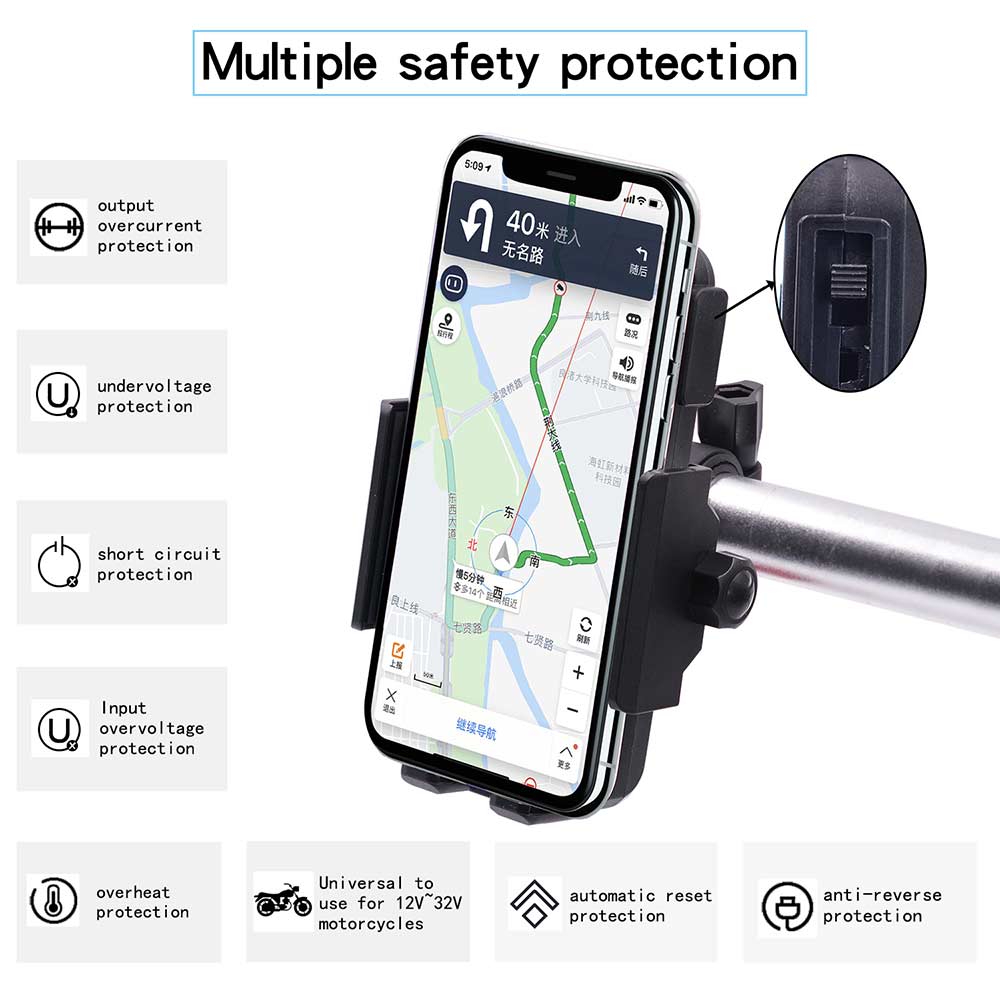 Motorfiets Telefoon Houder Draadloze Oplader QI Snelle Voor Samsung iPhone Mobiele Telefoon Houder Motorbike Moto Mobiele Smart Phone Stand