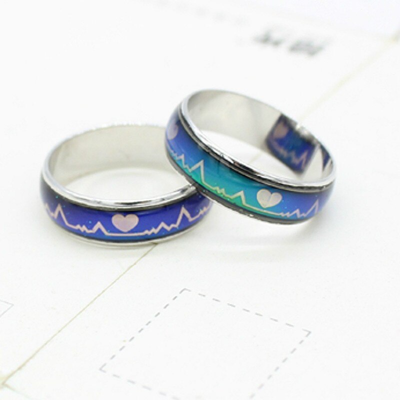 Emotion Feeling Changeable Mood Hearth Ring Colorful Changing Magic Stainless Steel Wedding Rings For Women Men Jewelry