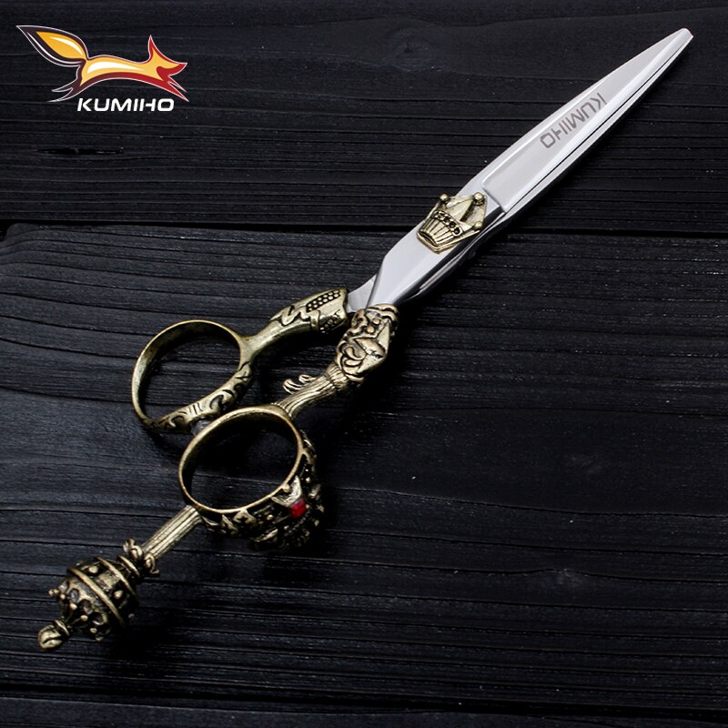 KUMIHO Giapponese forbici dei capelli kit 1 forbici di taglio e 1 assottigliamento forbici con il caso di cuoio di taglio di capelli con la corona maniglia