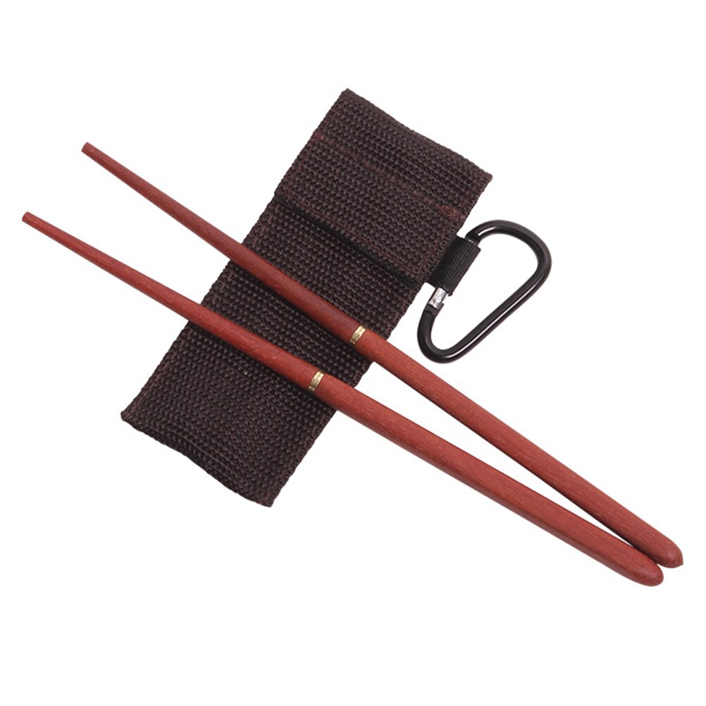 Palillos de madera plegables para acampar al aire libre, almacenamiento de palillos, bolsa de viaje, cubiertos, vajilla, 1 par