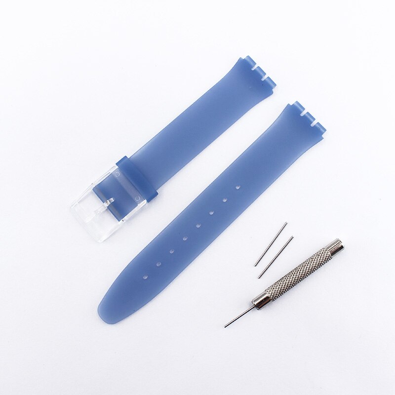 Accesorios para reloj, correa de silicona de 16mm, hebilla pin para series Swatch piel SFK397 SFK360 SFK361, correa de reloj para mujeres y niños: Azul