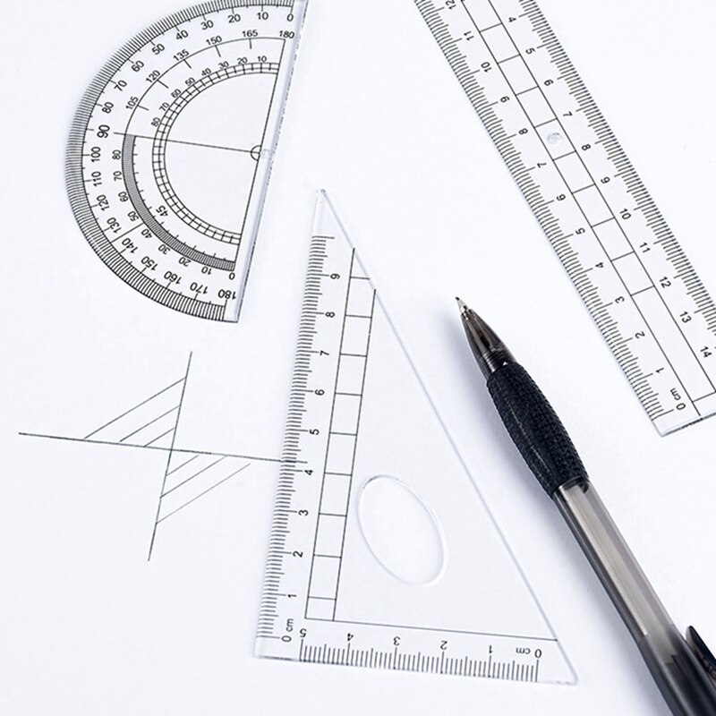 8 Pcs Geometry Protractor Drawing School Compasses Set Math Eraser For Students School Examination Divider