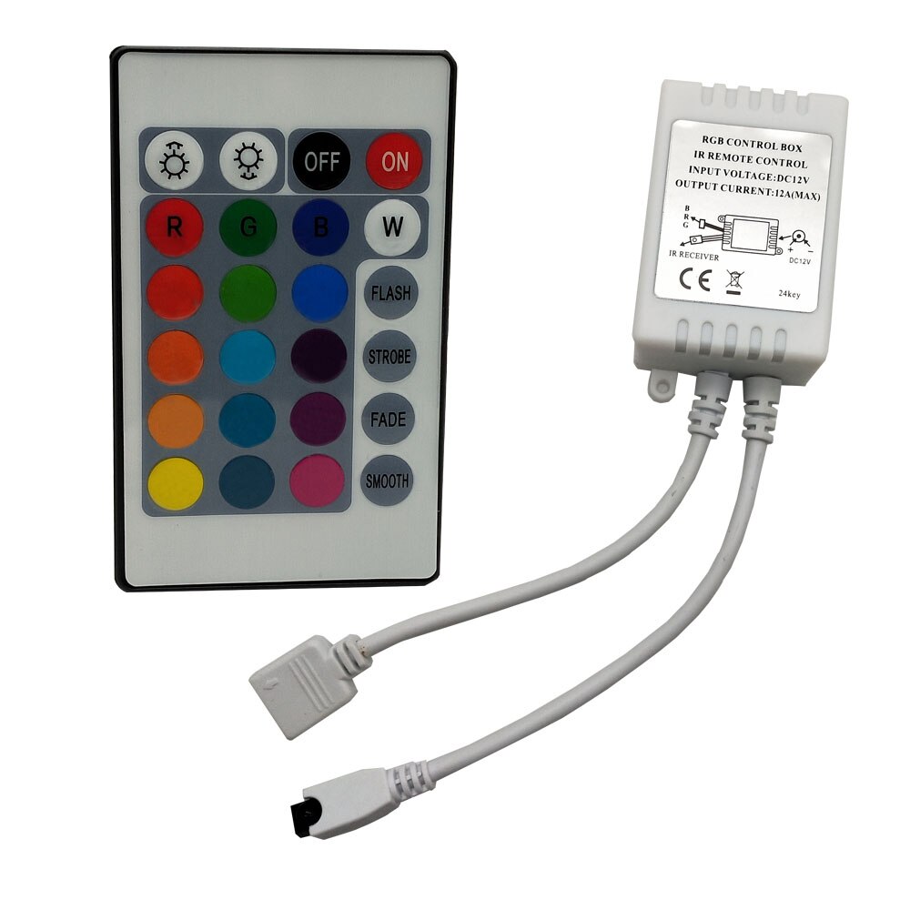 Led Controller 24 Toetsen Led Ir Rgb Controler Led Verlichting Controller Remote DC12V 6A Voor Rgb 2835 3528 5050 Led strip: DC BOX