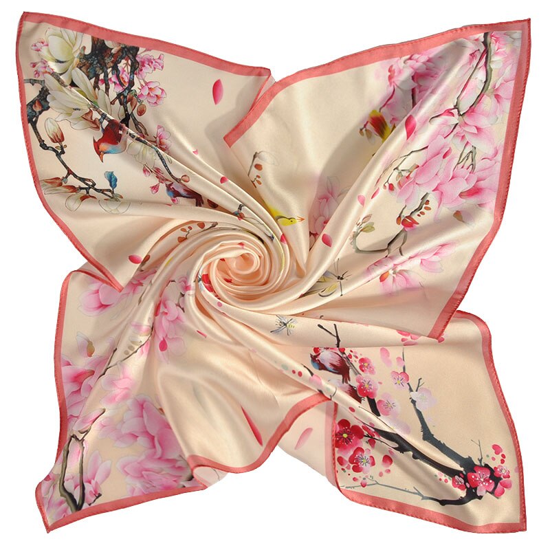 Silke firkantet tørklæde til kvinder print bandana naturlig silke tørklæde tørklæde lille suqare silketørklæde hår tørklæder 65 x 65cm: Farve 9