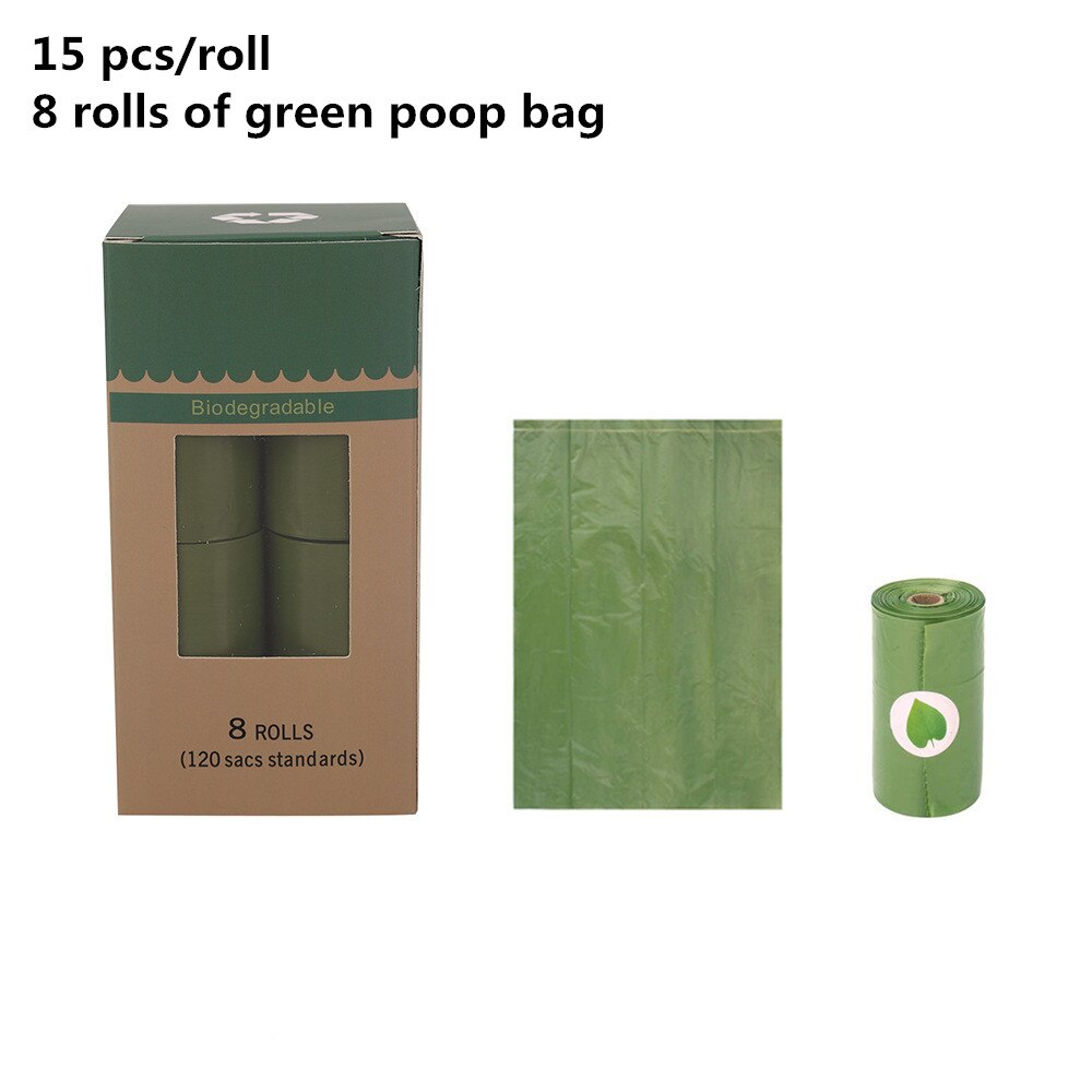 Degradable Pet Poop Bag Portable Garbage Bag Biodegradable Dog Waste Bags Dog walking Supplies Pick-up Dispenser Rounded For Cat: green
