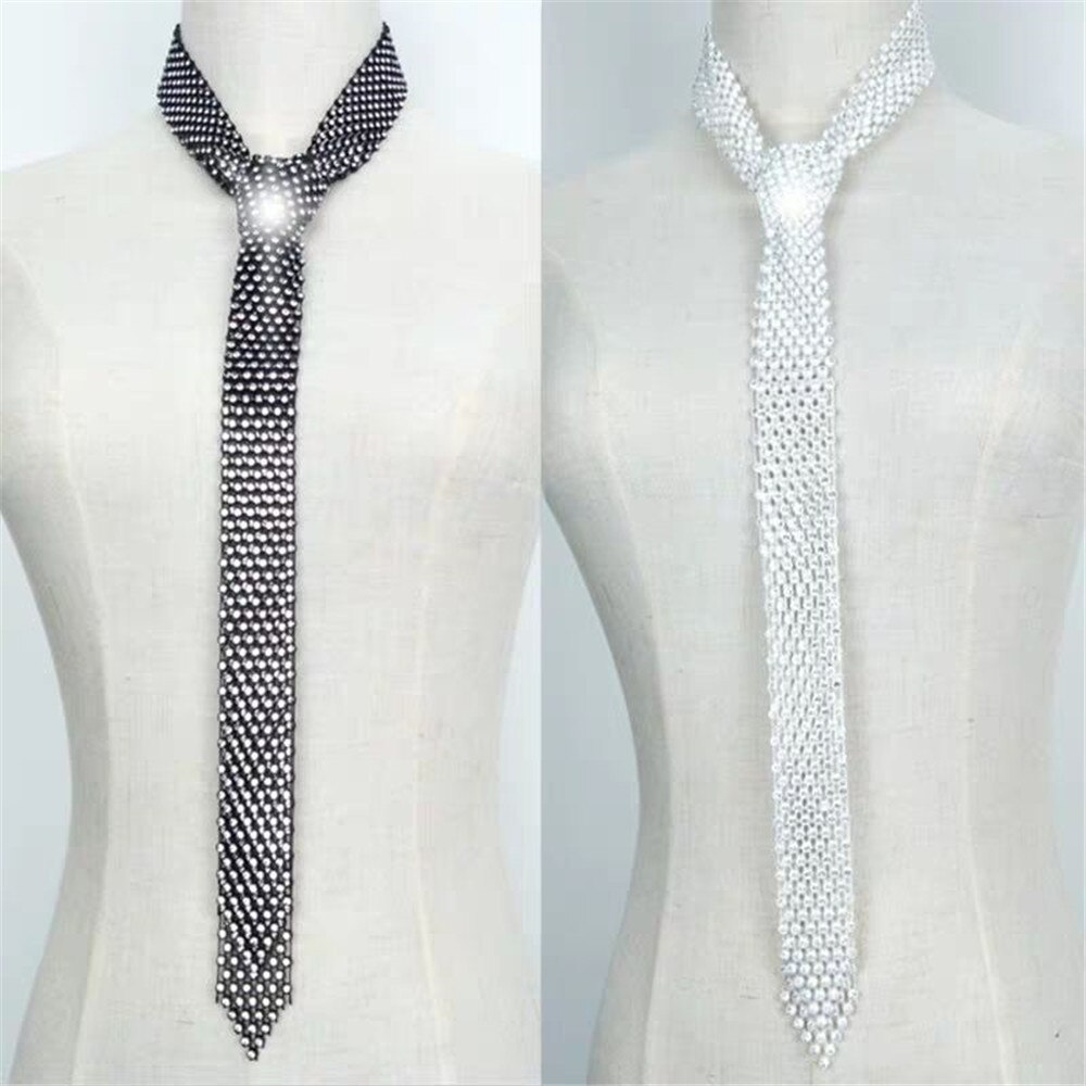 Bling lange tørklæde halstørklæder rhinestone slips choker halskæde til kvinder luksus krystal slips krave halskæde smykker