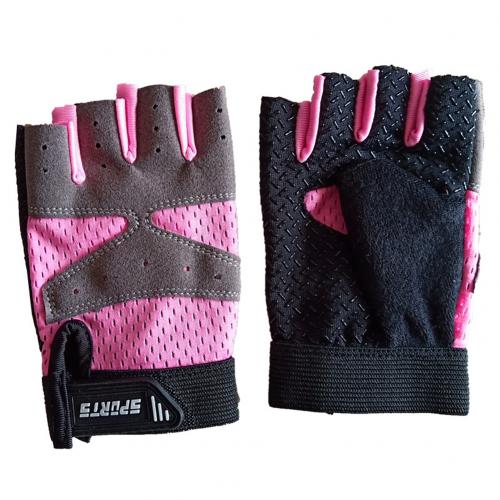 1 Paar Fietsen Handschoenen Kids Half Vinger Handschoenen Sport Gym Antislip Beschermende Handschoenen Voor Kids Kinderen Outdoor: Roze