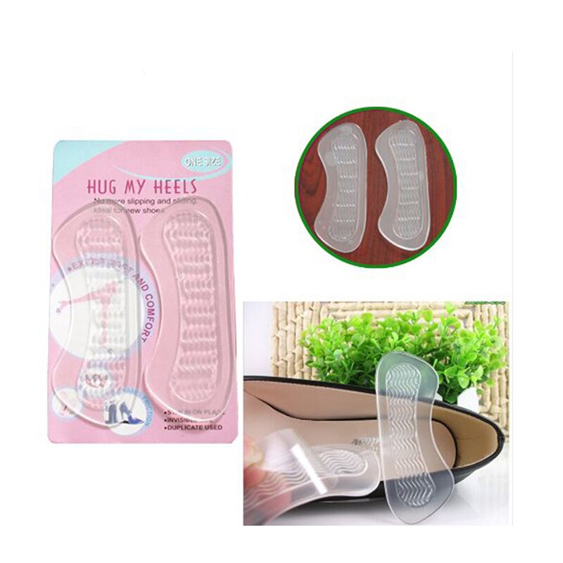 Plantillas de silicona antideslizantes para zapatos, almohadillas de tacón alto invisibles para talón y talón, 1 par