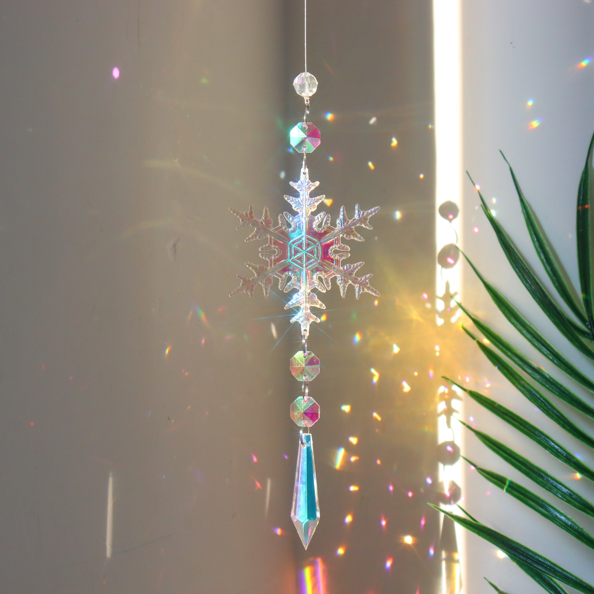 Crystal Diamond Moon Sun Catcher Butterfly Lotus Rainbow Christmas Decoration Home Garden Decoration Wind Chime: Dark Khaki