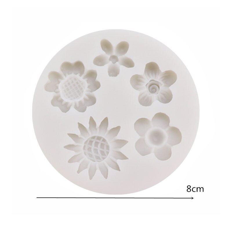 Sunflower Rose Flowers Shape Silicone Mold Cake Border Chocolate Sugar Craft Polymer Clay Crafts 3D Mould DIY Decoration Tools: D
