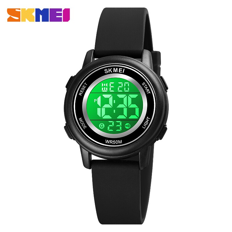 SKMEI LED Licht Digitale Kinder Sport Uhren Stoppuhr Kalender Uhr 5Bar Wasserdichte Kinder Armbanduhr Für Jungen Mädchen: Dunkelgelb