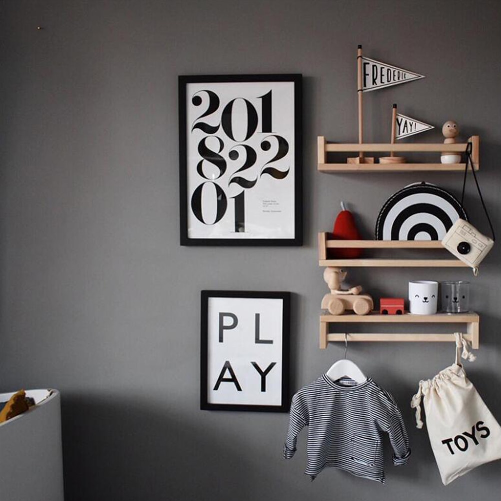 Vegghylle massivt tre ramme arrangør hylle flytende hyller veggmontert til soverom dårlig hjemme butikk primærfarge