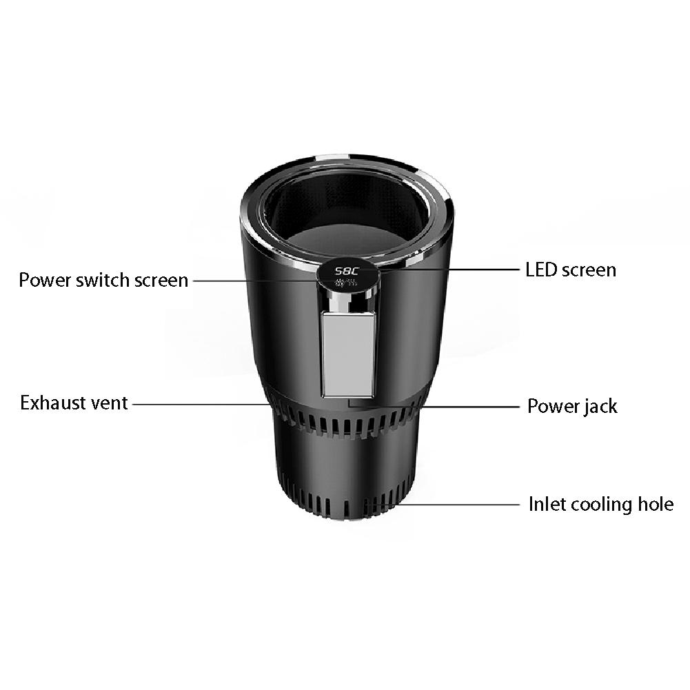 12V Intelligent Car Cooling Cup 2-in-1 Car Office Cup Warmer Cooler Smart Digital Display Car Cup Mug Holder Cooling Drinks Can