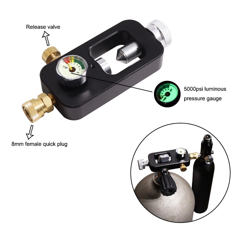 -Diving Tank Refill Adapter with 5000Psi Pressure Gauge Diving Oxygen Cylinder Refill Adapter for Oxygen Cylinder