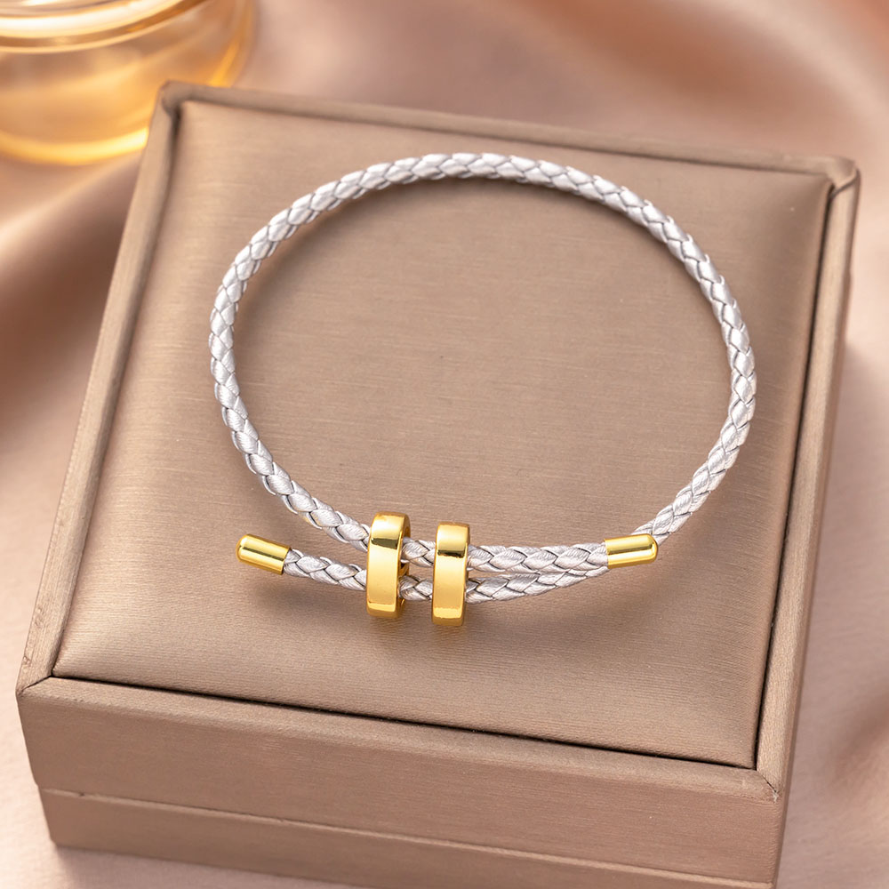 Pulsera de cuerda impermeable de alambre ajustable, hebilla dorada de acero inoxidable, pulseras trenzadas hechas a mano para mujeres y niñas, joyería de: Cobalto violeta