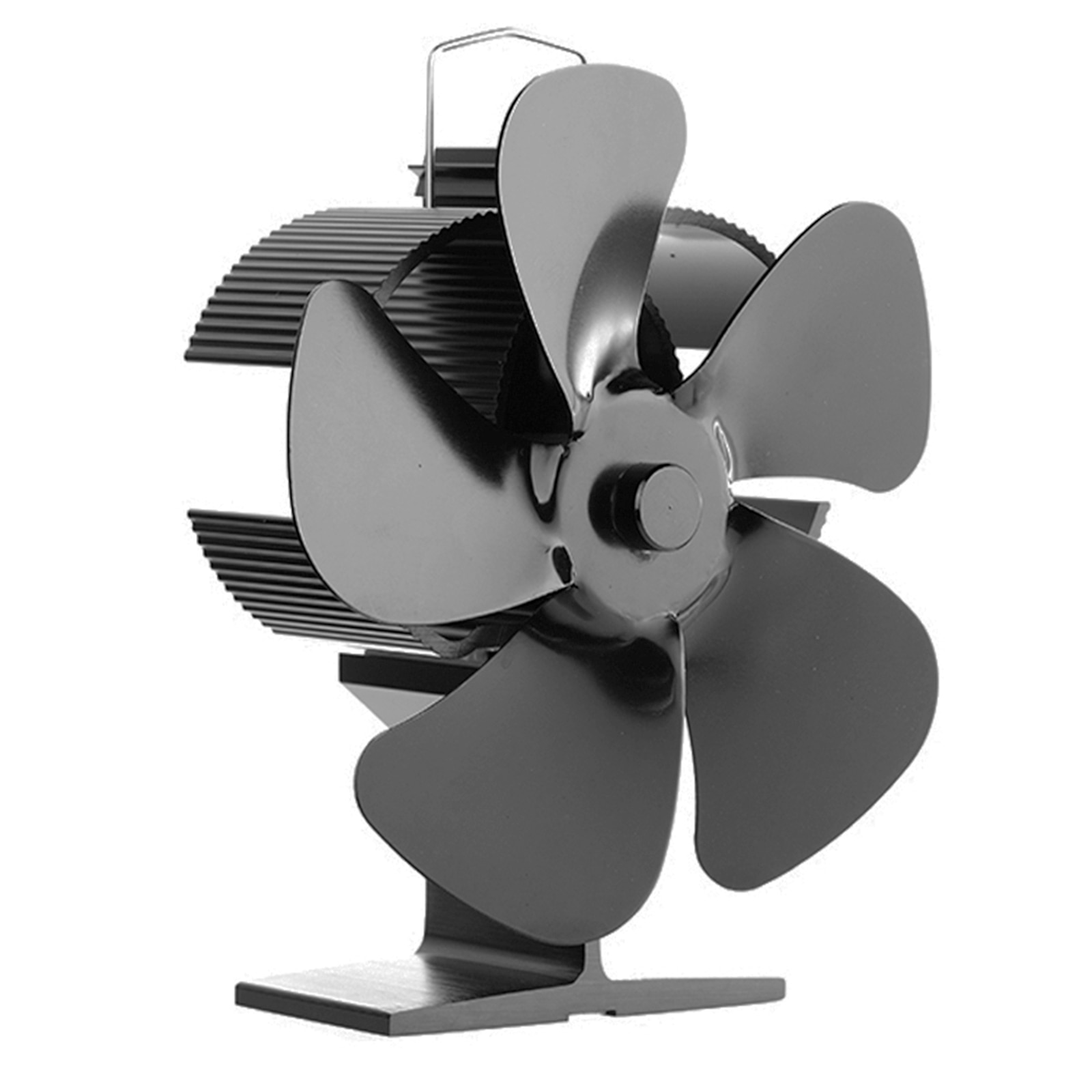 Ventilador de chimenea de alta temperatura, 5 aspas, silencioso, respetuoso con el medio ambiente, para estufa de leña, 55 ℃ ~ 350 ℃: black