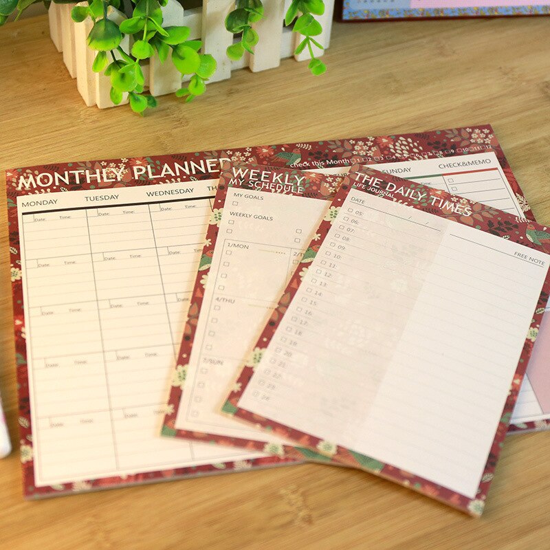 Korea Stationery Memo Notepad Month Day weekly planner Mini Notebook For Student Classmate stickers Office 365 plan