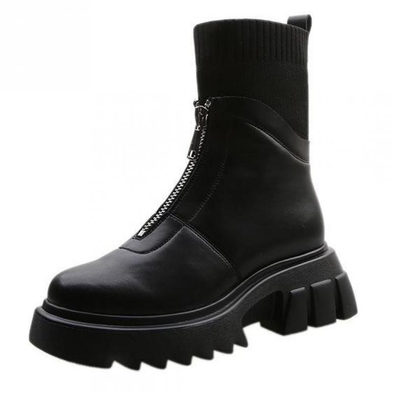 Botines de tacón alto informales para mujer, botas de tacón grueso con plataforma, estilo gótico, Punk, para invierno,