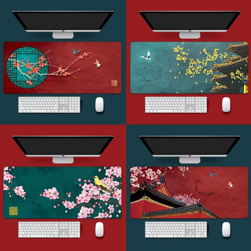 Chinese Style Large Size Mouse Pad Natural Rubber PC Computer Gaming Mousepad Desk Mat Locking Edge Cute Mouse Pad