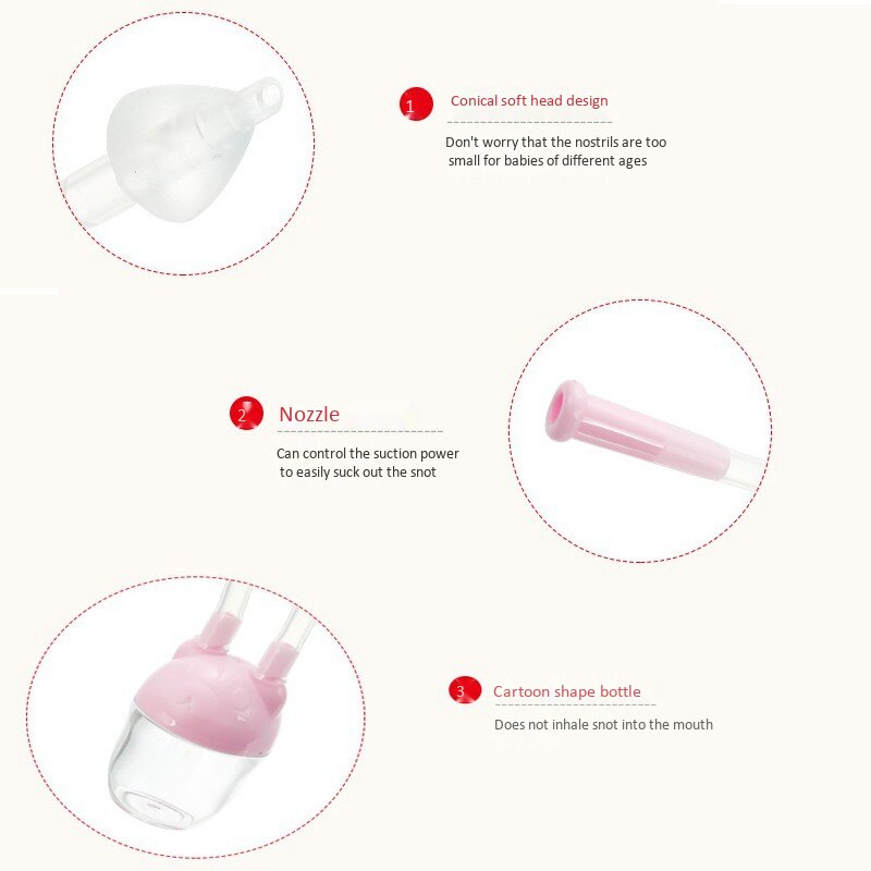 2Pcs Baby Nasale Zuig Snot Mond Zuig Katheter Kinderen Neusreiniger Neus Sucker Tool