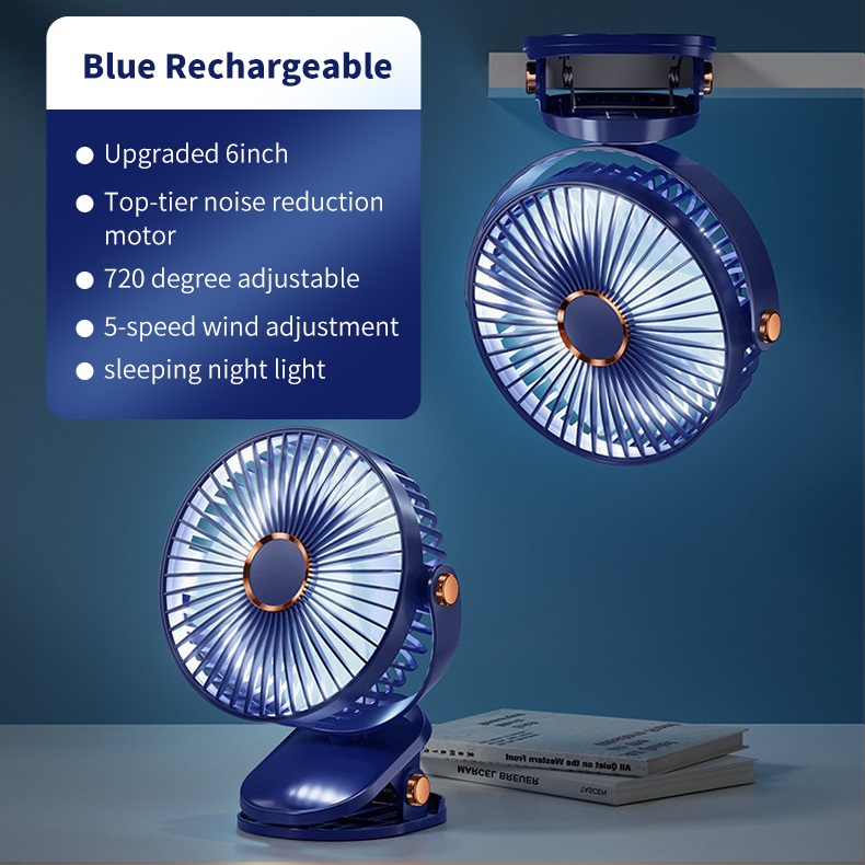40000 mAh oplaadbare ventilator Type C-camping kleine clip tafelventilator 720 ° Rotatie ultrastille bureauventilatoren: green