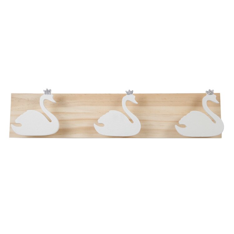 Crochets décoratifs en bois blanc lapin cygne crochets en bois naturel pour bébé Bory fille enfants pépinière chambre stockage décoration WJ602: C