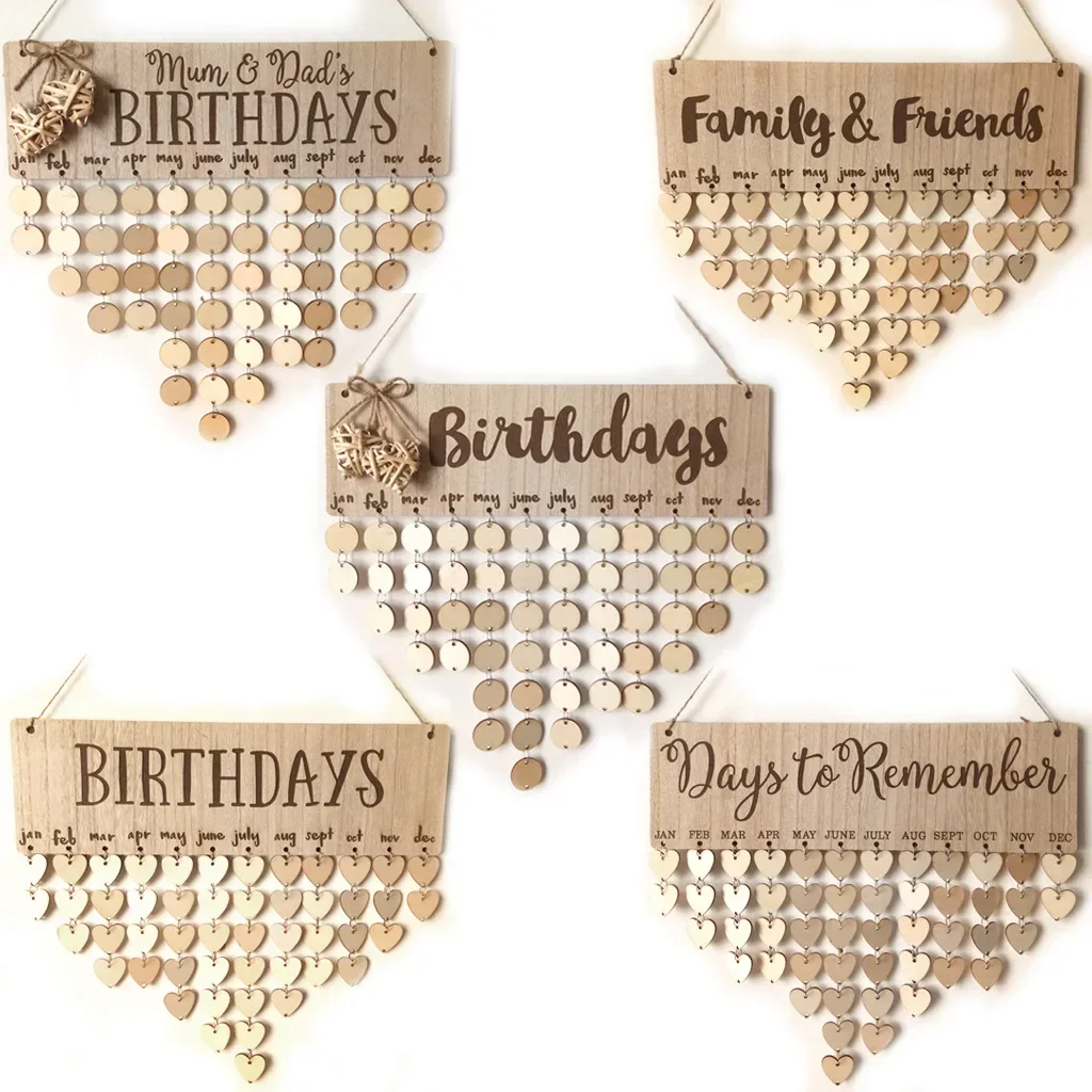 Houten Kalender Lijst Verjaardagsfeestje Woondecoratie Hanger DIY Kalender Ambachten Woonkamer Decoratie