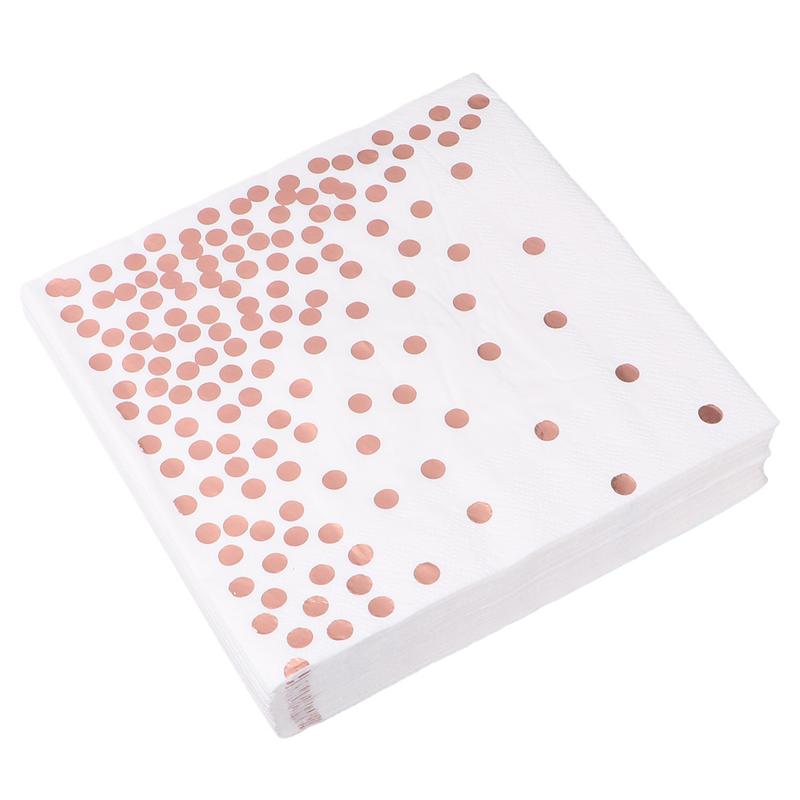 50 stk engangs polka-dot servietter bryllup tissue middag papirhåndklæde fest forsyninger til hotel restaurant (rose guld): Rose guld