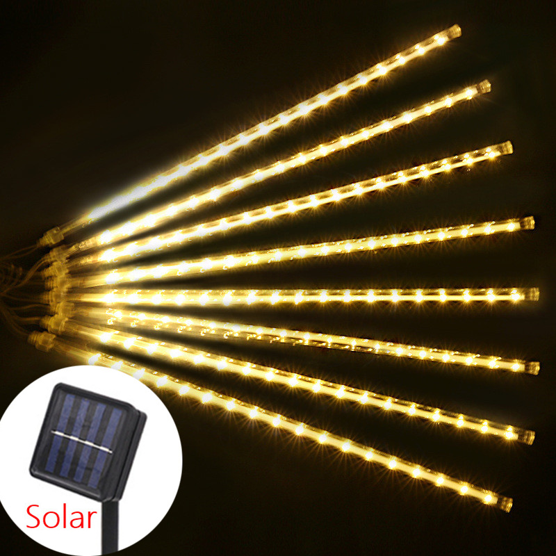 Solar LED Meteor Shower Lights Waterproof Snow Falling Outdoor String Lights for Garden Party Wedding Christmas Tree Patio Decor: Blue / 6-10W