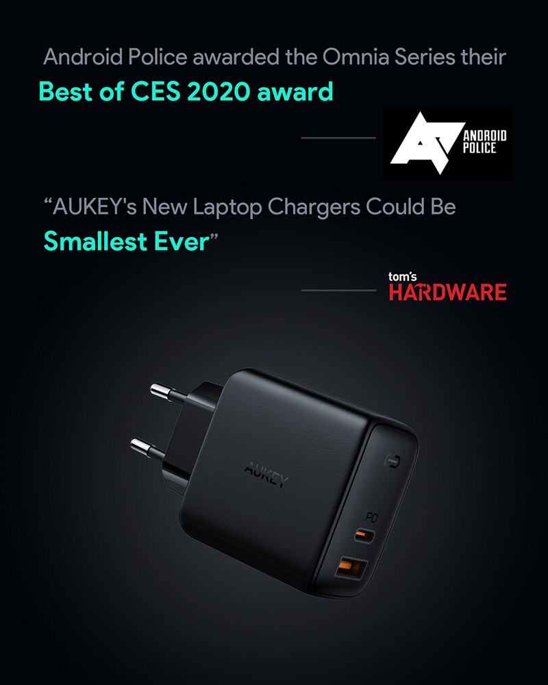 AUKEY PA-B3 65W PD szybka ładowarka ścienna ue usa typ C stacja ładująca USB dla iphone&#39;a dla ładowarki do telefonu Macbook