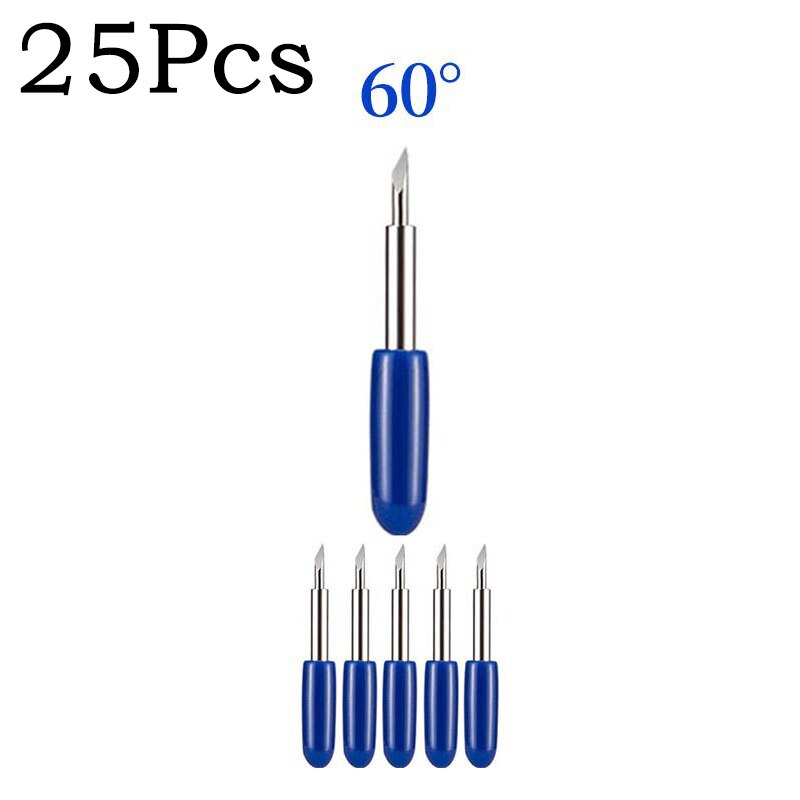 30/45/60 Degrees Roland Cricut Plotter Blade Knife Cutter Blades Vinyl Cutter Offset Knife Blade for Carving Tool Milling Cutter: 25PCS Blue