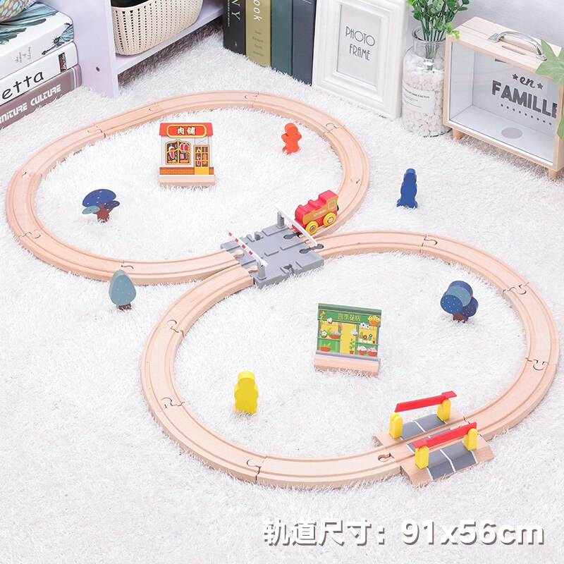 DIY Wooden Track Train with Scene Vocal Track Building Blocks Car Train Railway Track Set Educational Toys Children&#39;s: 11