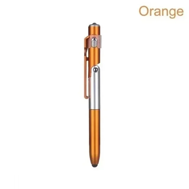 4 In 1 Multifunction Ballpoint Pen with LED Light Fold Phone Holder Night Read Writing Pencil Office School Student Stationery: PURPLE