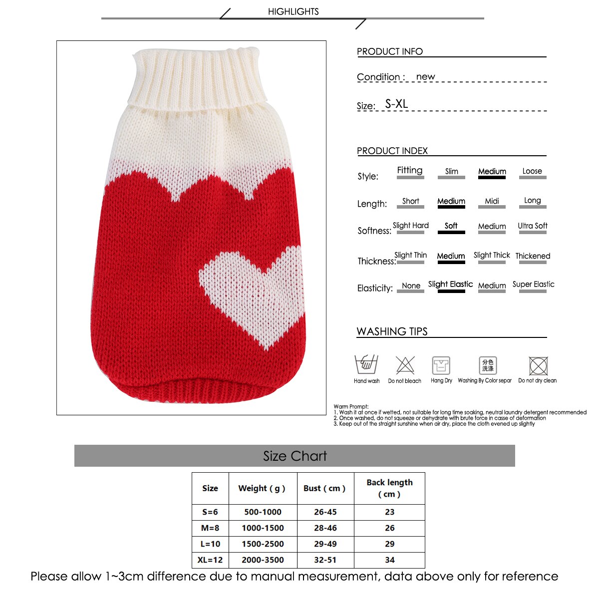 Soft Pet Winter Knitting Comfortable Sweater Dog Clothes Heart Pattern Knitwear For Dog Cat Cute Pattern Pet Knitted Sweater