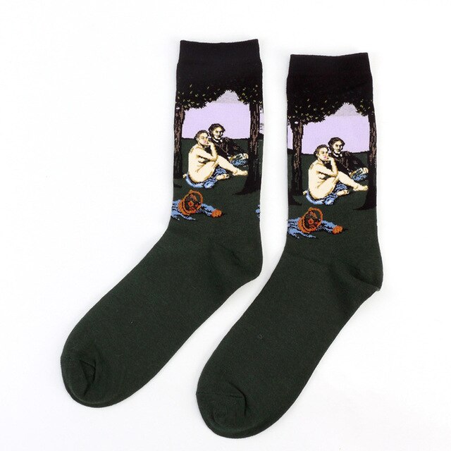 Autumn winter Retro Women Art Van Gogh Mural World Famous Oil Painting Series Female Socks Funny Socks: 13