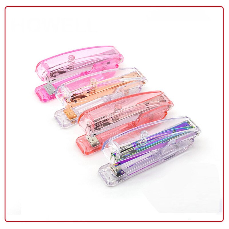 Rose Gold Stapler Transparent Edition Metal Manual Staplers 24/6 26/6 With Staples Office Accessories School Stationery Supplies