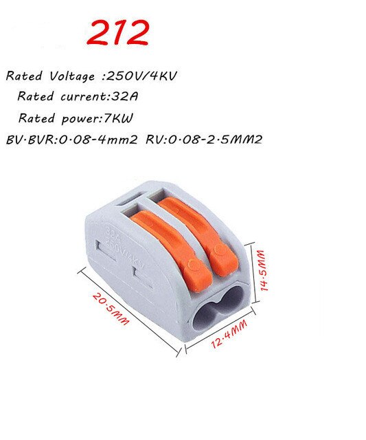 1/10/30pcs mini fast wire Connectors Universal Compact Wiring Connector push-in Terminal Block: 212 / 10PCS