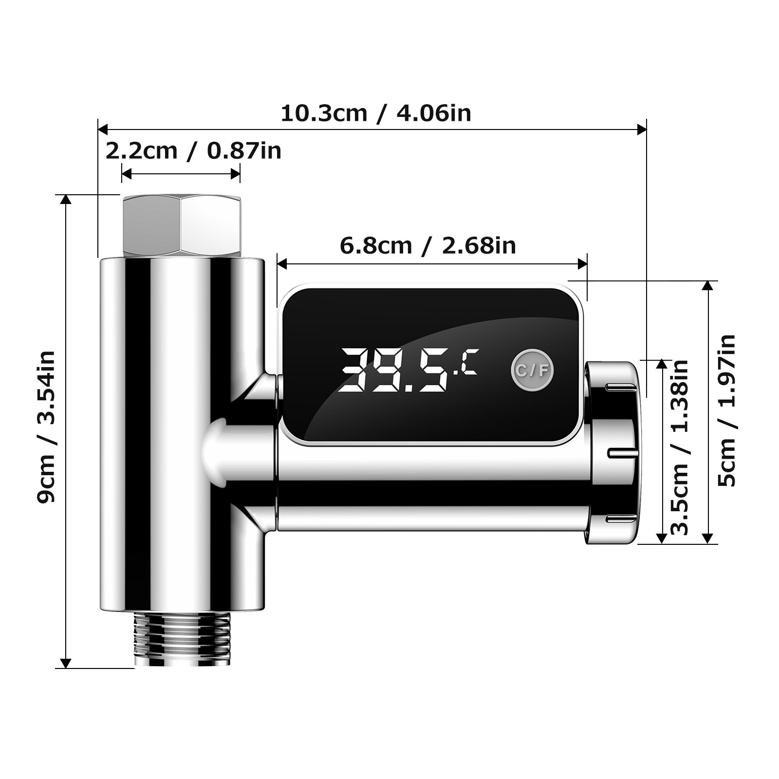 Thermomètre De Douche Numérique LED Auto-Générant Rotatif 360° - Contrôle Température Eau