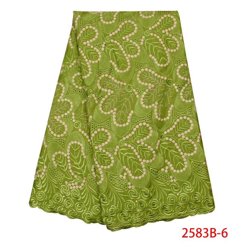 African Swiss Voile Lace in Switzerland Swiss Voile Cotton Lace Fabric Embroidery Laces with Stones KS2583B-1