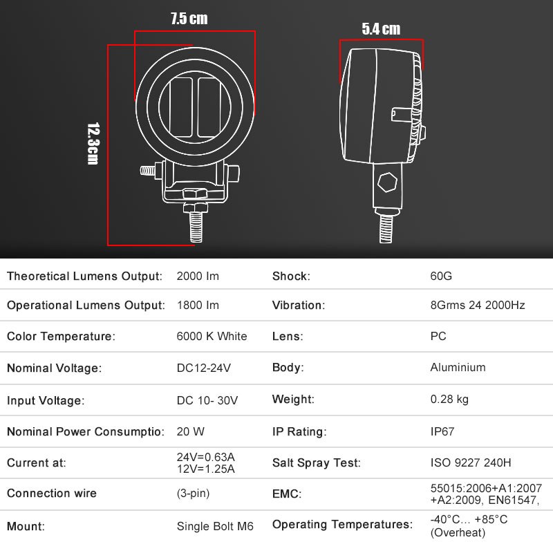 3 &quot; 7d led arbejdslys 20w kørelygter tågelygte kørelys hvid 6000k til biler motorcykel atv suv 12v 24v