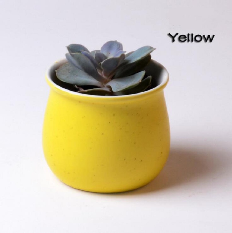 TECHOME-maceta de plantas Multicolor, macarrón de cerámica de alta temperatura, macetas suculentas para flores, decoración de escritorio para el hogar y la Oficina: Yellow