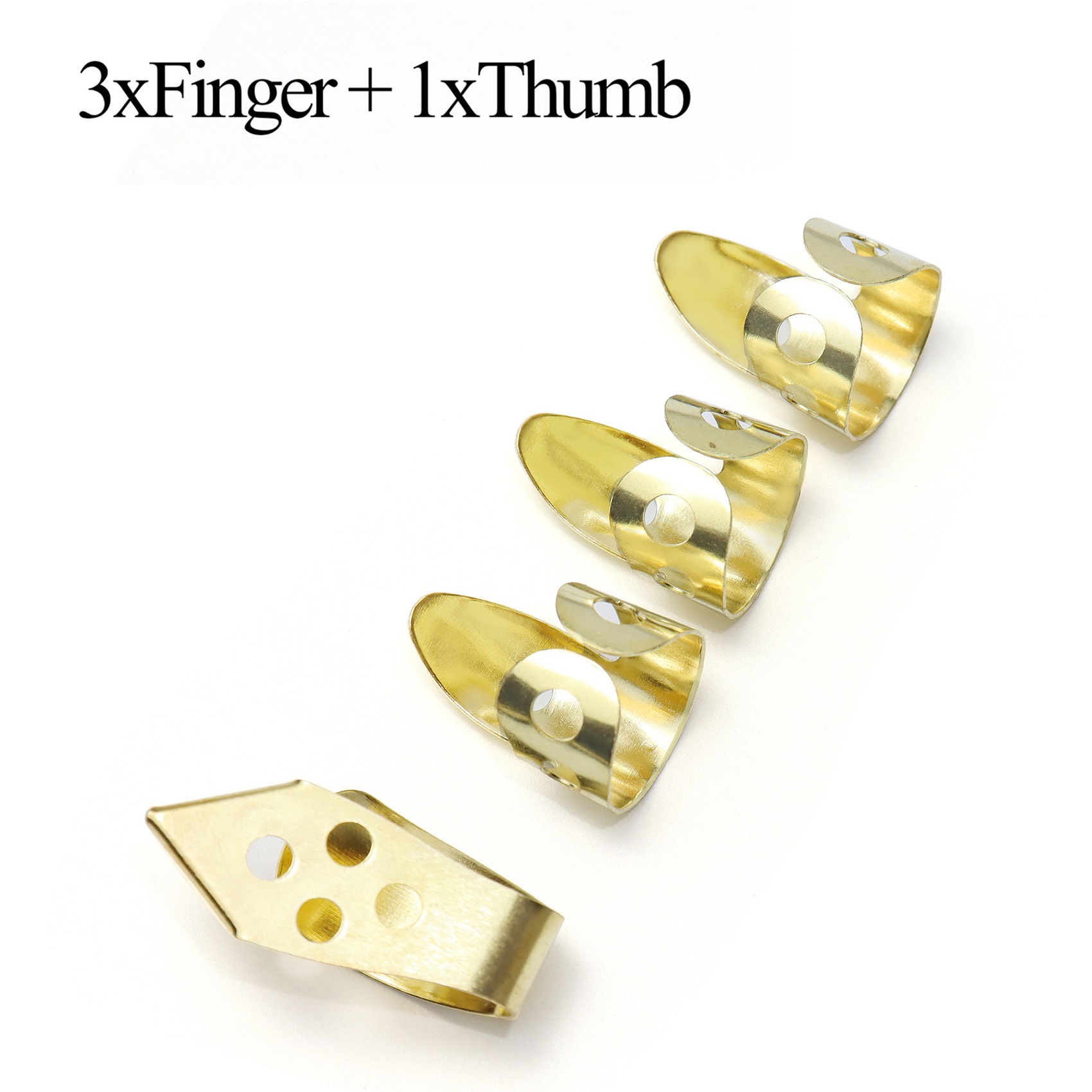 Púas de dedo para guitarra, 3 dedos de índice + 1 pulgar ajustable, de Metal, estilo de dedo, Protector de dedo