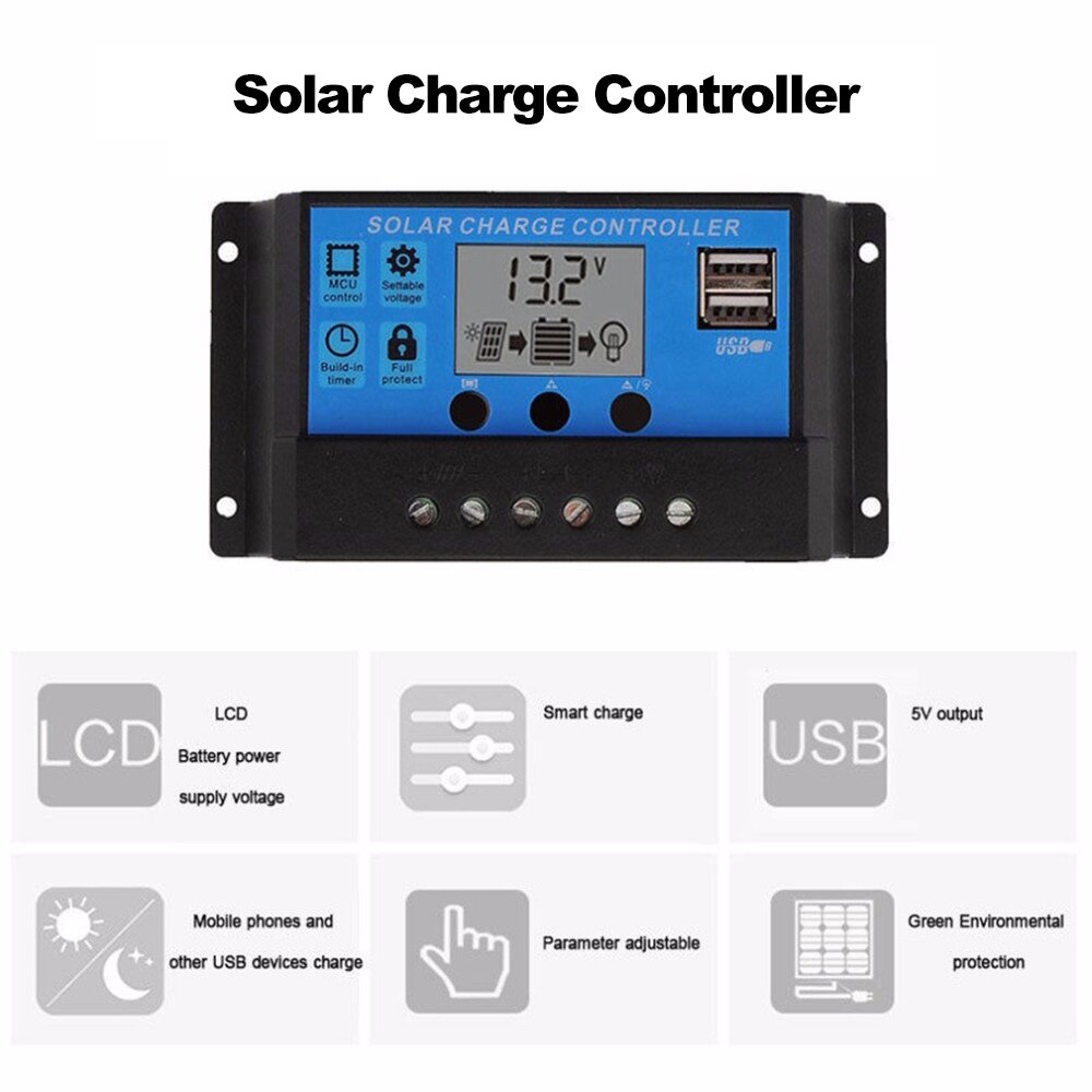 50W 5V/18V Solar Panel Dual USB Output Monocrystalline Solar Panel IP65 Water-resistant 10A Solar Charge Controller Regulator