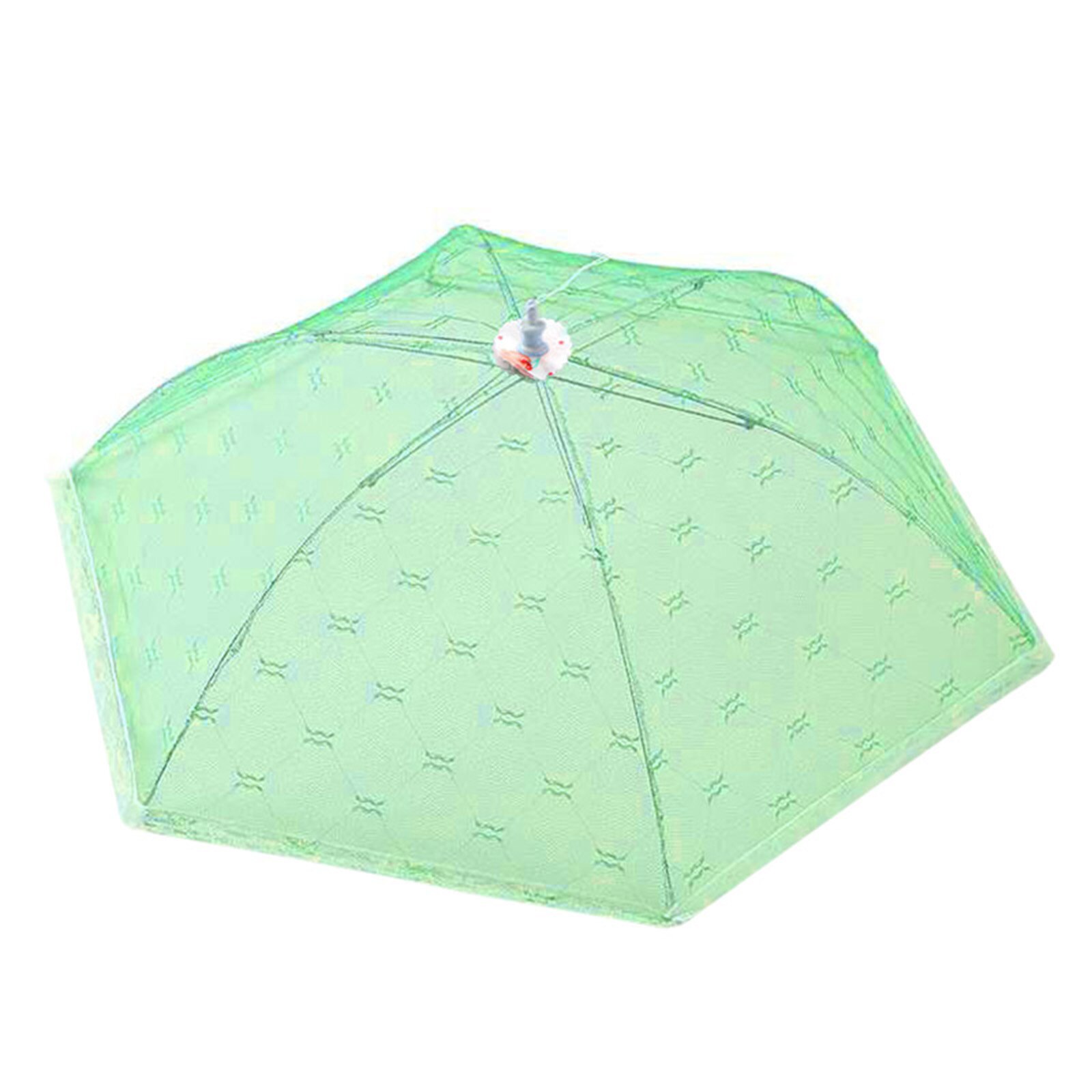 Hexagonal Active Dish Cover Folding Dish Cover Umbrella Type Lace Dish Cover Rice Cover: Green