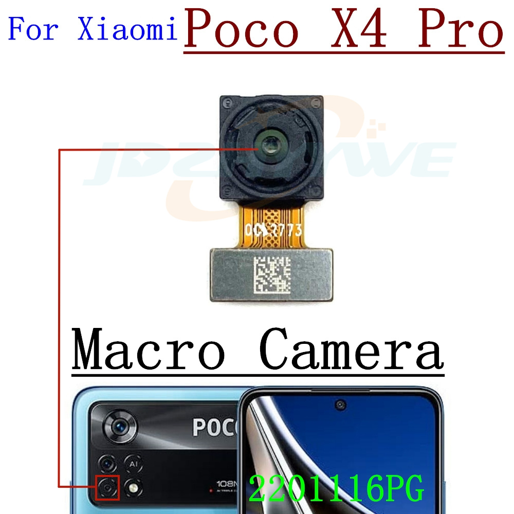 Rear Front Camera For Xiaomi Poco X5 X4 Pro X5pro Frontal Selfie Facing Main Back Wide Camera Module Flex Cable Parts: WHITE