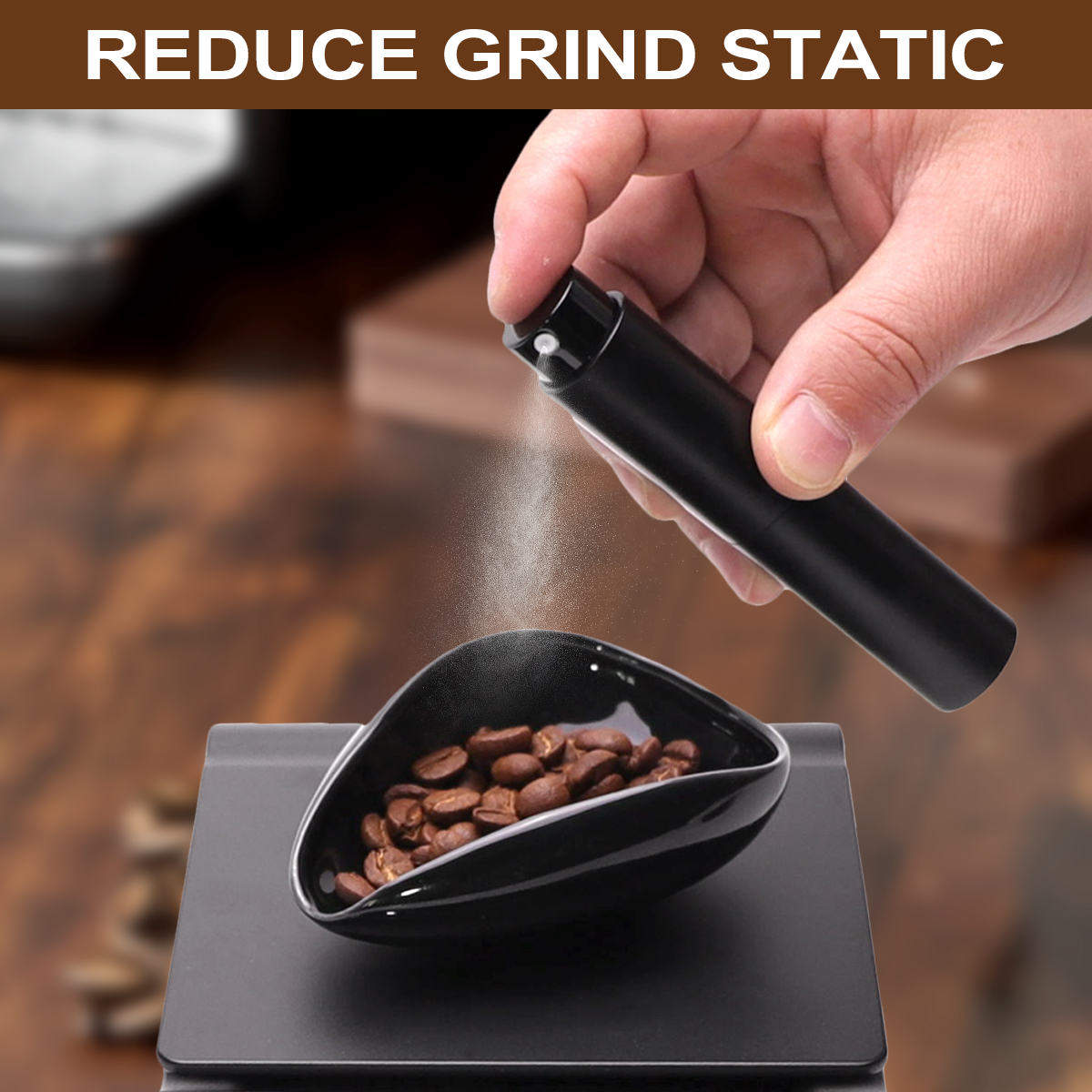 Leeseph Juego de cucharas y tazas dosificadores de granos de café, kit de bandeja medidora de recipiente dosificador de cerámica para café o té, accesorios para café expreso