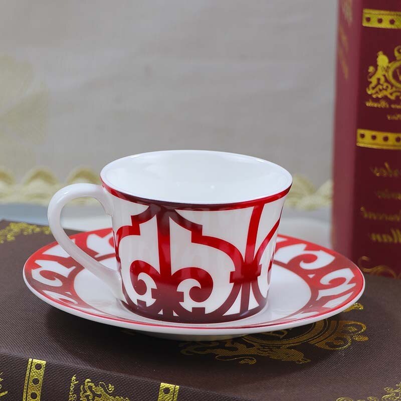 Classic European Bone China Coffee Cups and Saucers Tableware Coffee Plates Dishes Afternoon Tea Set Home Kitchen: 12